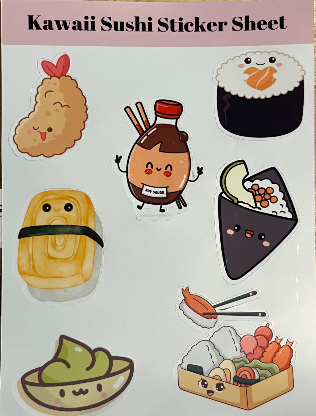 Kawaii Sushi Sticker Sheet