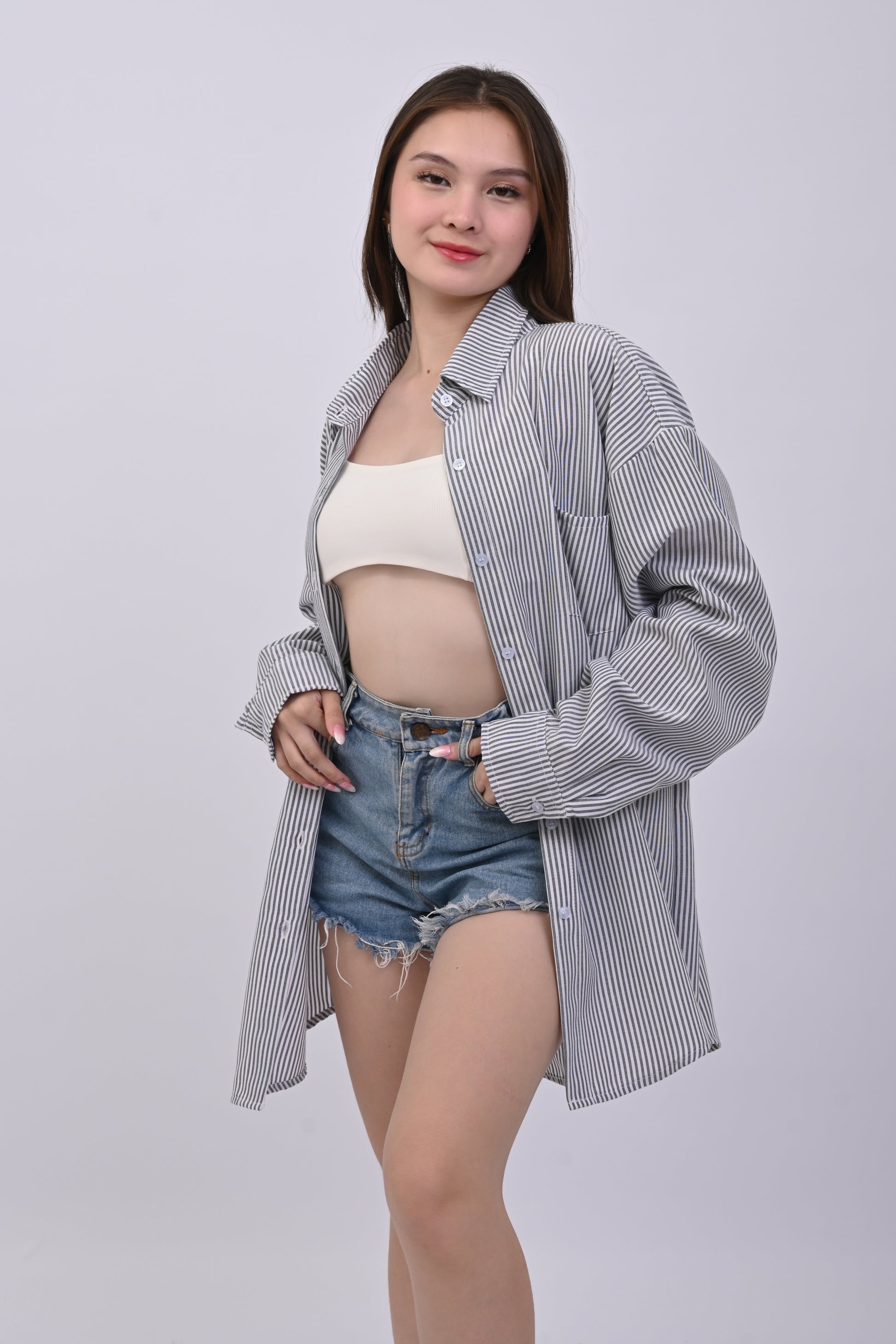Polo Longsleeve Oversized Stripes