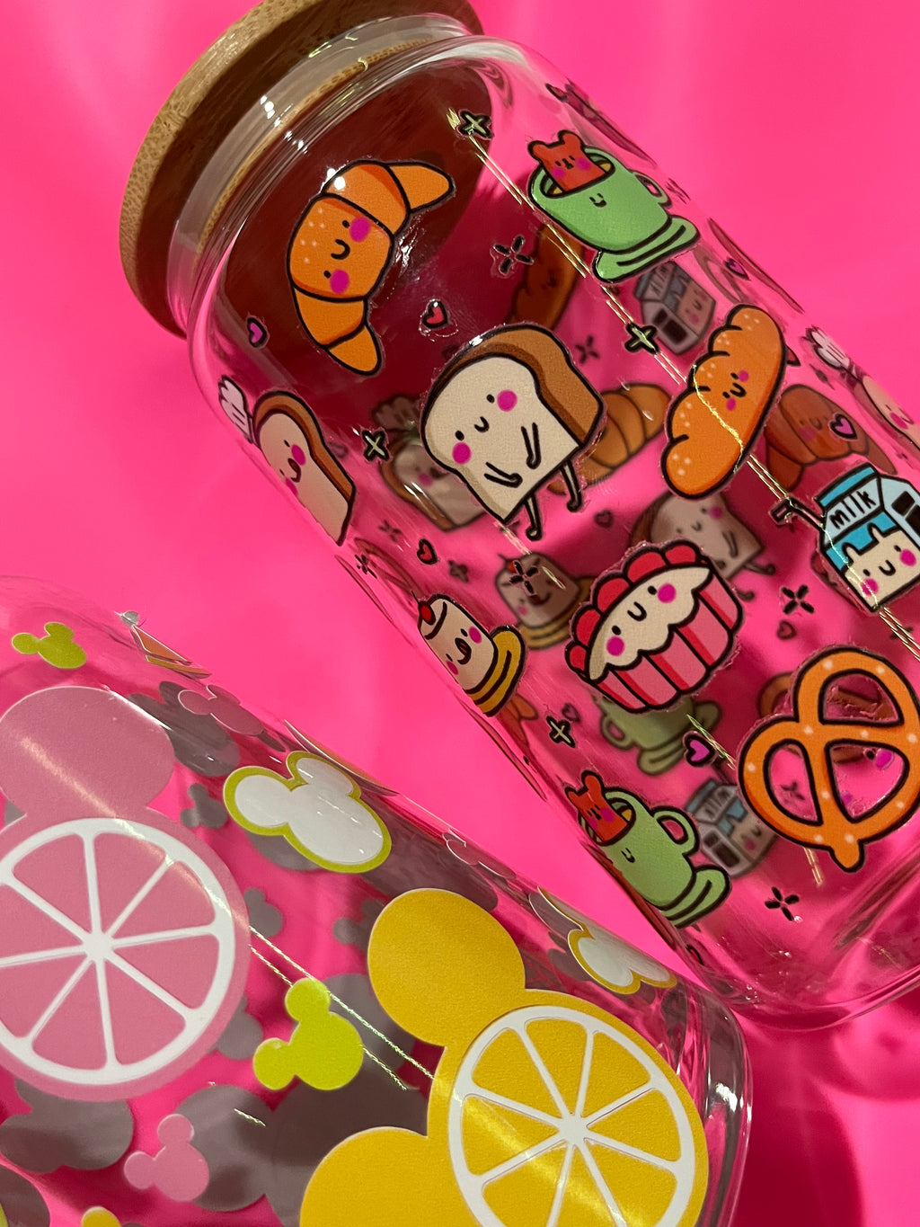 16oz glass cup with design